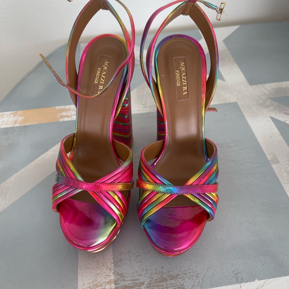 Aquazzura rainbow Sundance platform heels - sold out 37.5